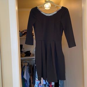Black Dress with Beaded Neck Detail ¾ sleeve
